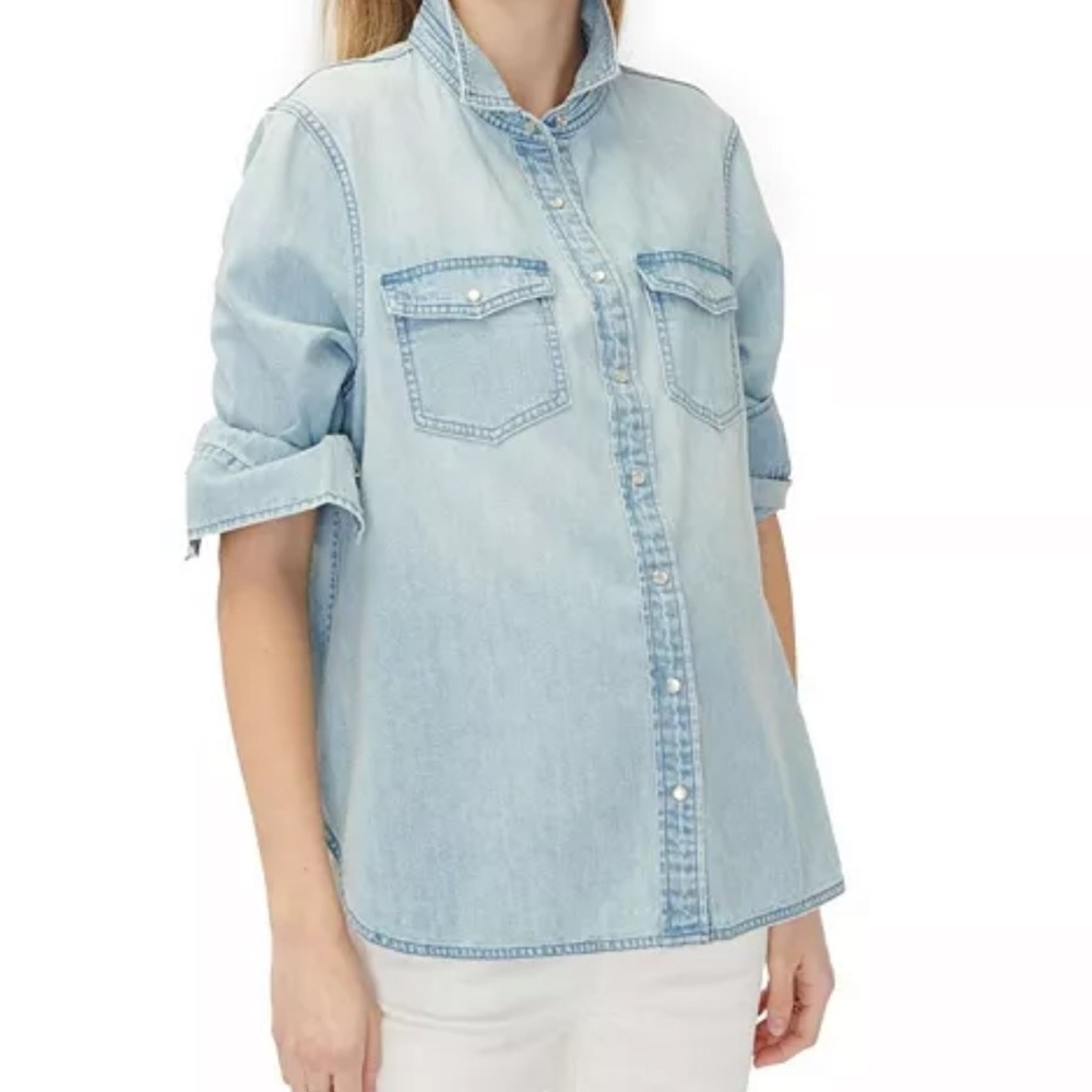 Hatch Light Blue Denim Long Sleeve Shirt